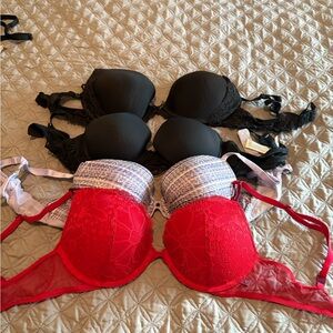 Red Lace Women's Bra bundle, sizes b and c. Willing to sell single bra.